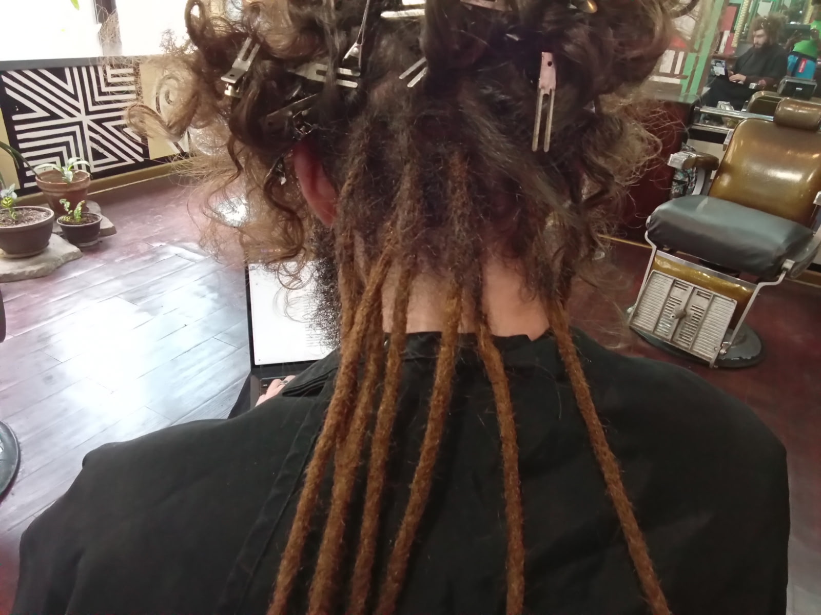 Crochet lock extensions being installed at Brooklyn natural hair salon True Head No Lye